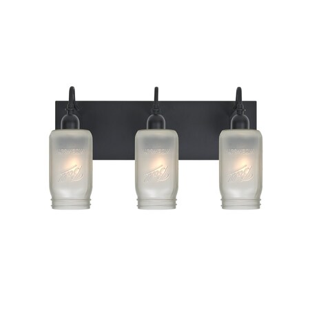 Besa Lighting Milo 4 Vanity, White Frost, Black, 3x60W Incandescent 3WG-MILO4WF-BK